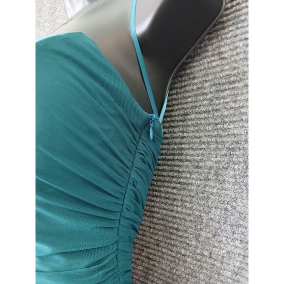 Mable Dress Mesh Ruched Tube Midi Green Women's Size S Sleeveless Fitted Stretch - Picture 2 of 12